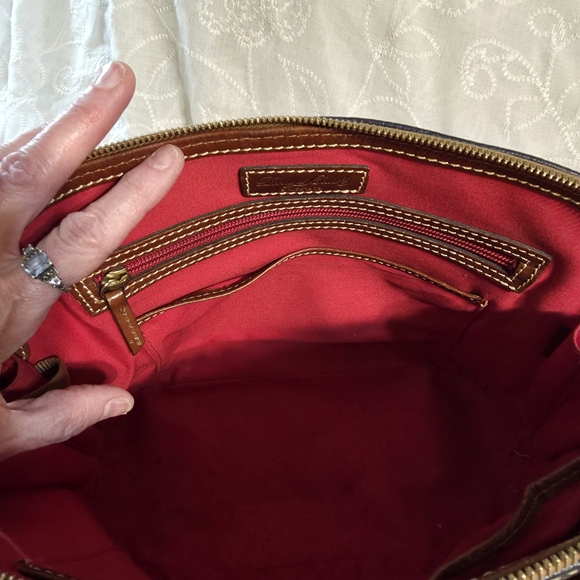 Dooney & Bourke Navy and Tan Leather Satchel - Picture 8 of 10